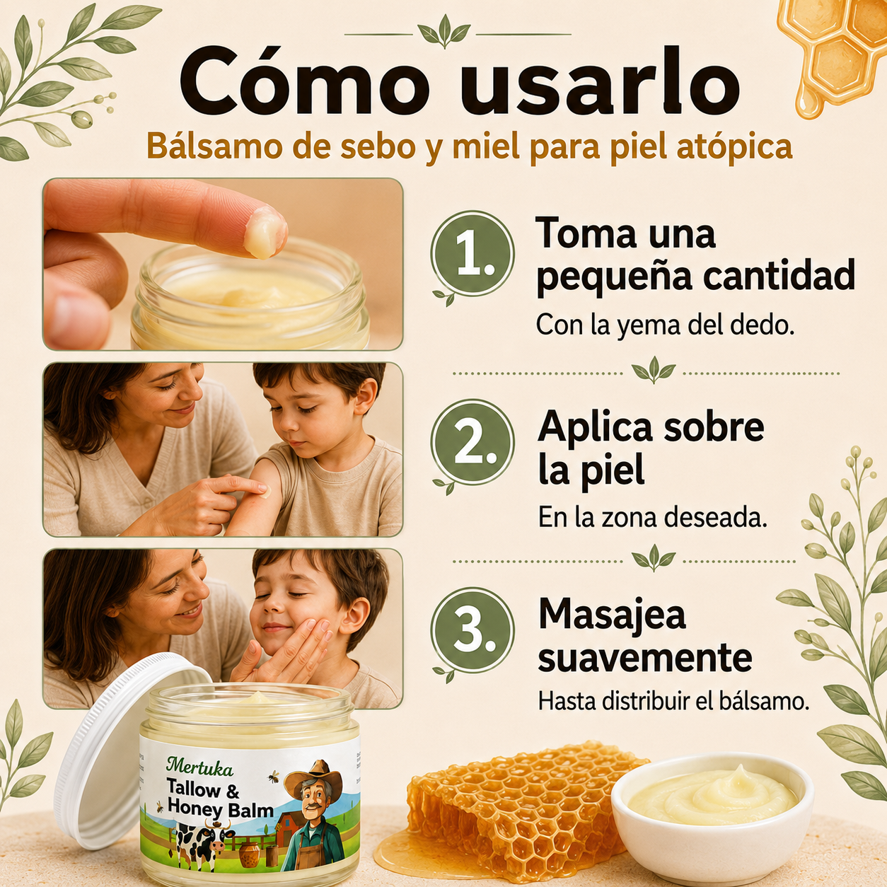 Bálsamo de sebo y miel para piel atópica