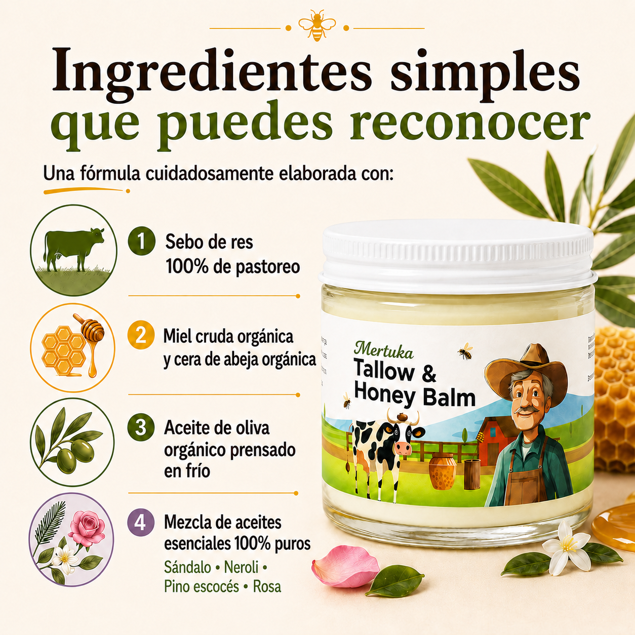 Bálsamo de sebo y miel para piel atópica